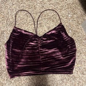 Maroon velvet cropped tank